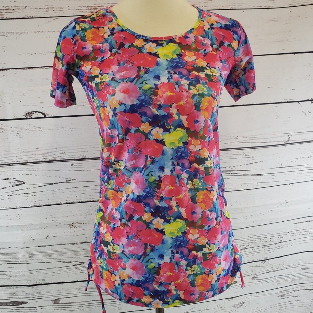 Ella Mae Adele Swim Top Aloha Flowers Print Size M